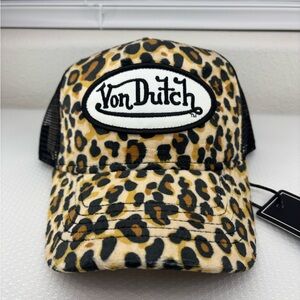 Von Dutch Velvet Leopard Trucker Hat